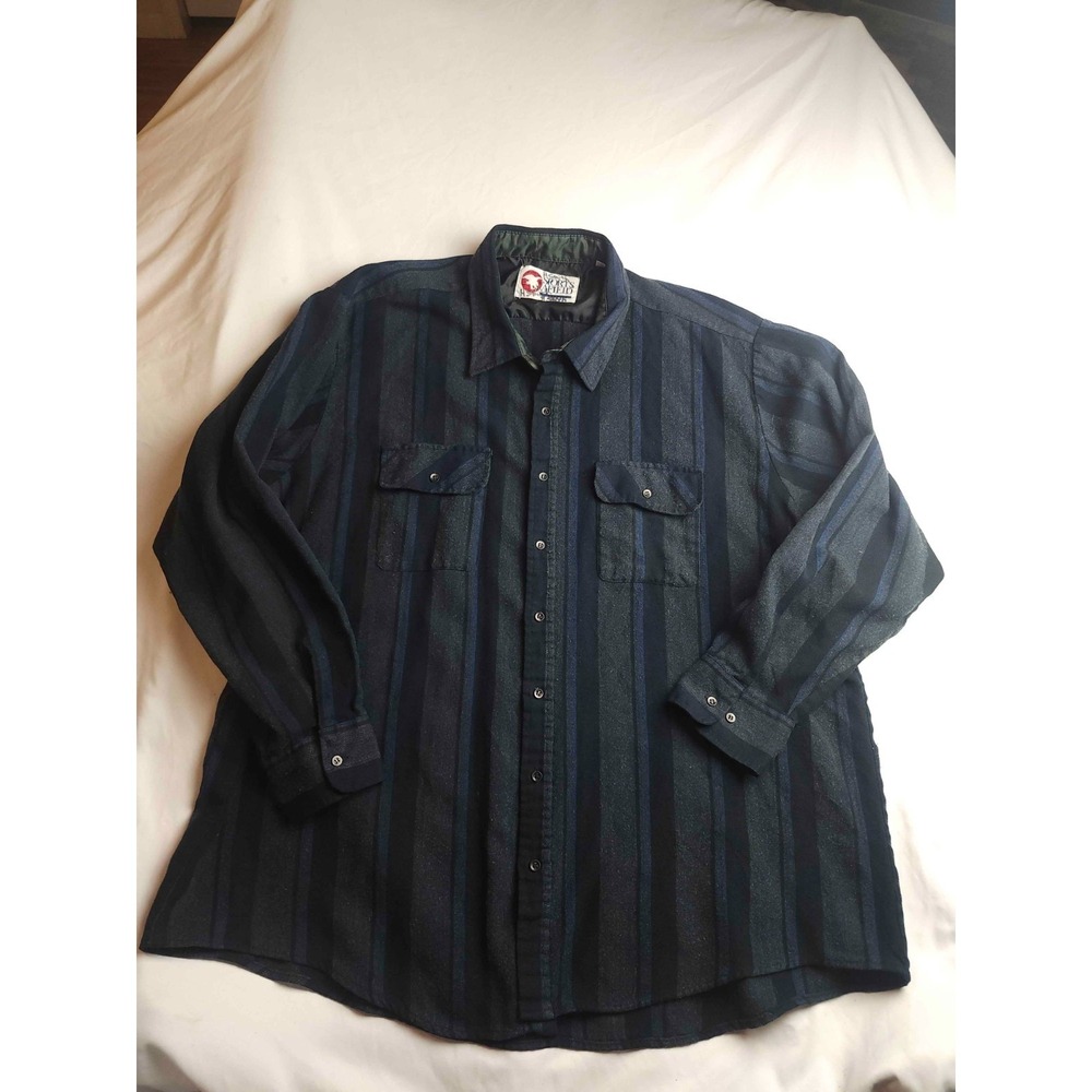 Sports Afield Dress Shirt Mens 3X 19/19.5 Black Striped Button Up Long Sleeve